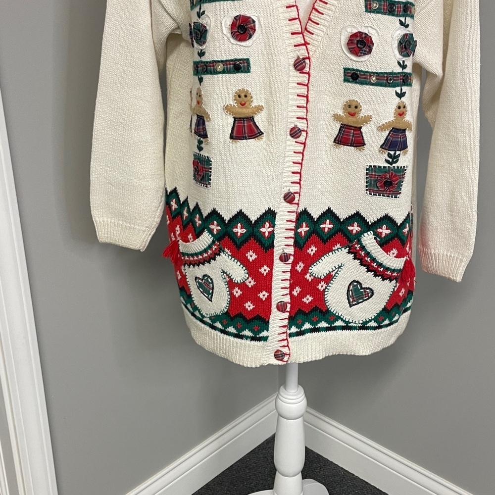 Beldoch Popper womens long cardigan vintage holiday christmas sweater size Large - Picture 3 of 7
